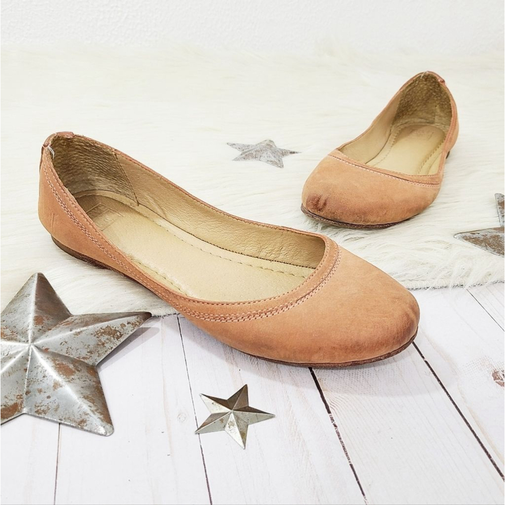 Frye Carson Ballet flats pink tan nubuck leather size 7